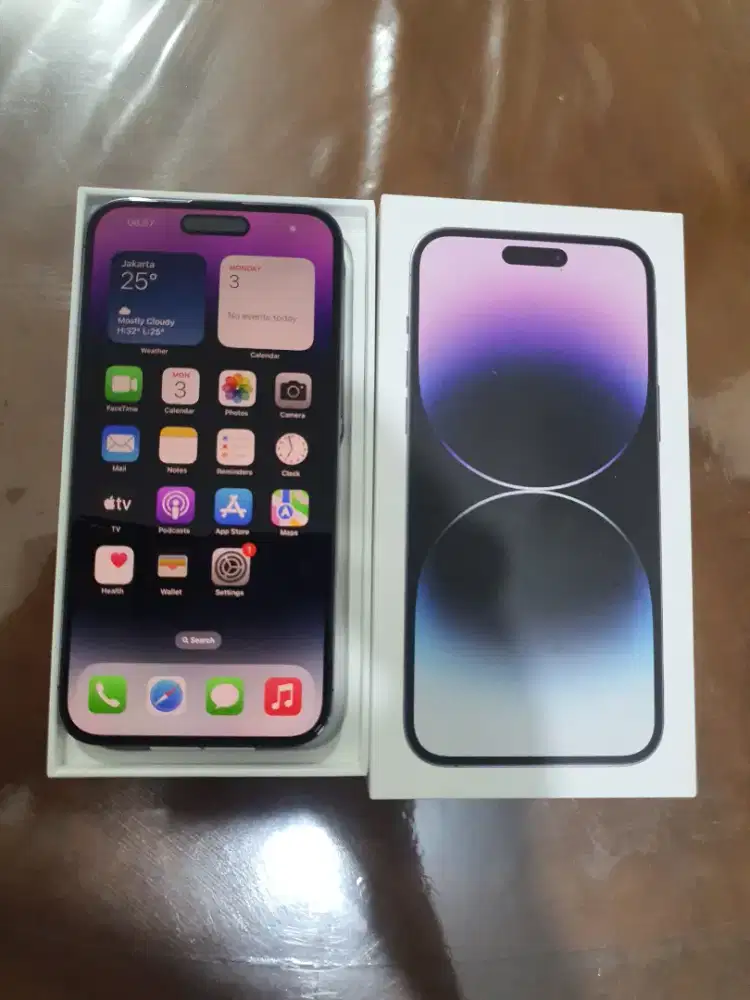 Iphone 14 promax 256gb purple lkp ex ibox bh 89% mulus siap pakai
