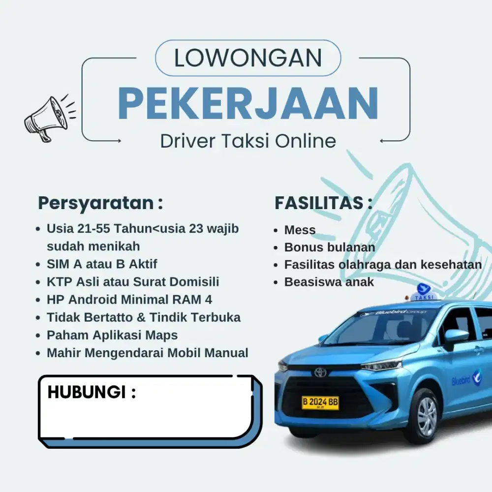 LOWONGAN DRIVER TAKSI ONLINE