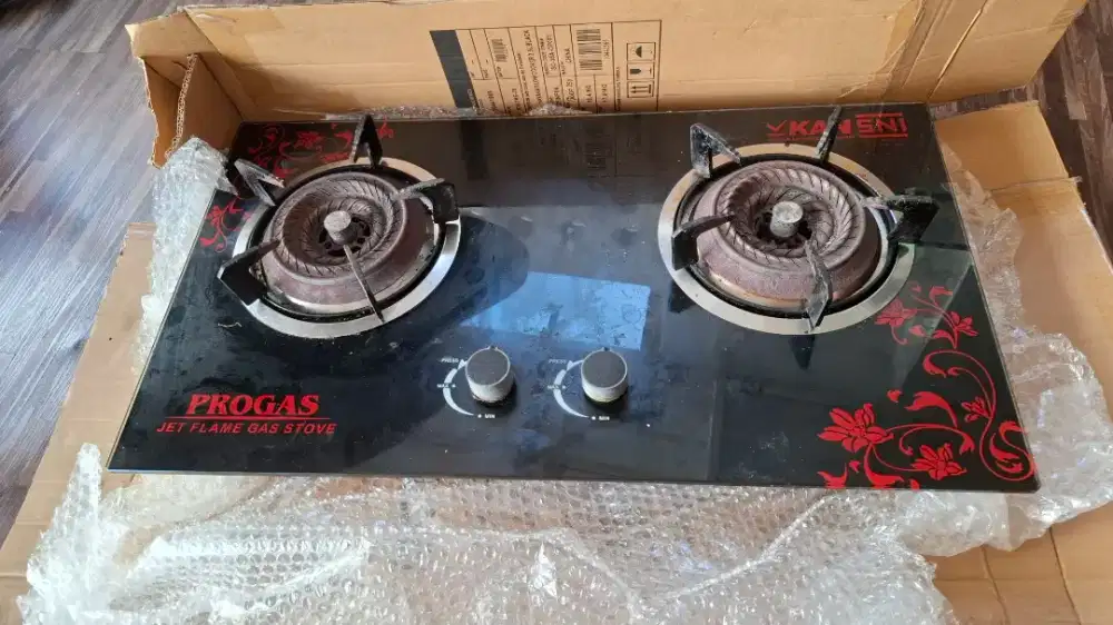 Kompor Gas tanam kaca 2 tungku Progas