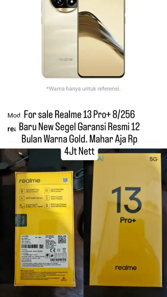 Realme 13 Pro Plus Baru New Segel Garansi Resmi 12 Bulan Warna Gold