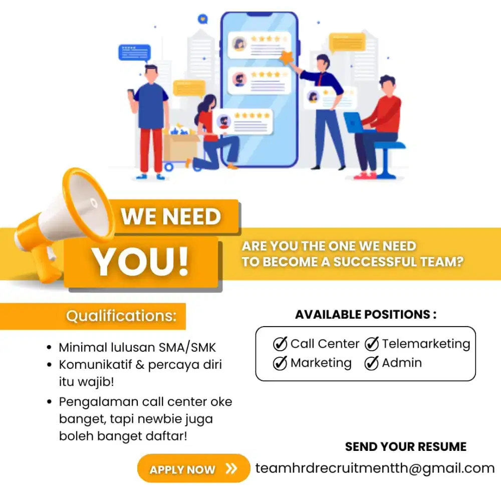 Dibutuhkan lowongan pekerjaan segera