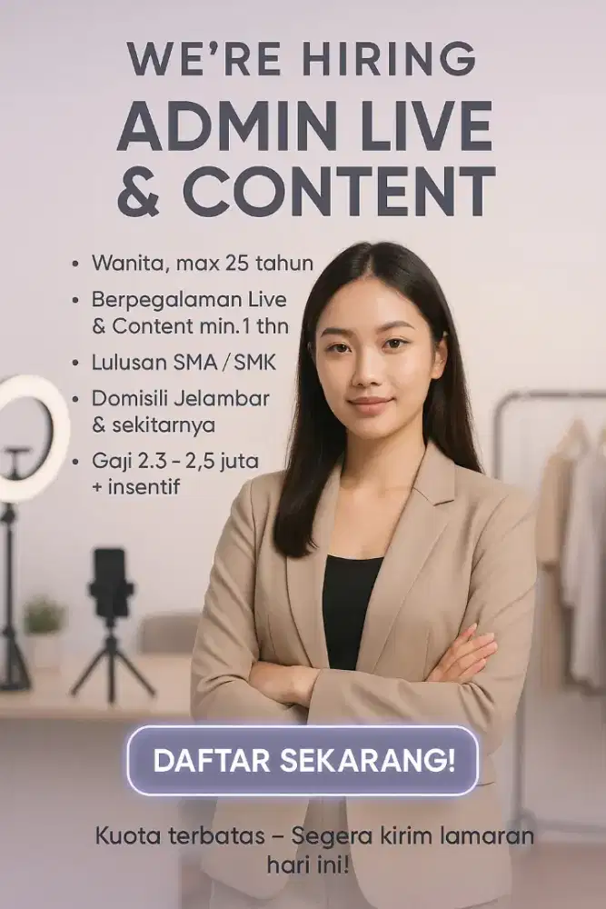 LOWONGAN KERJA – ADMIN LIVE & CONTENT