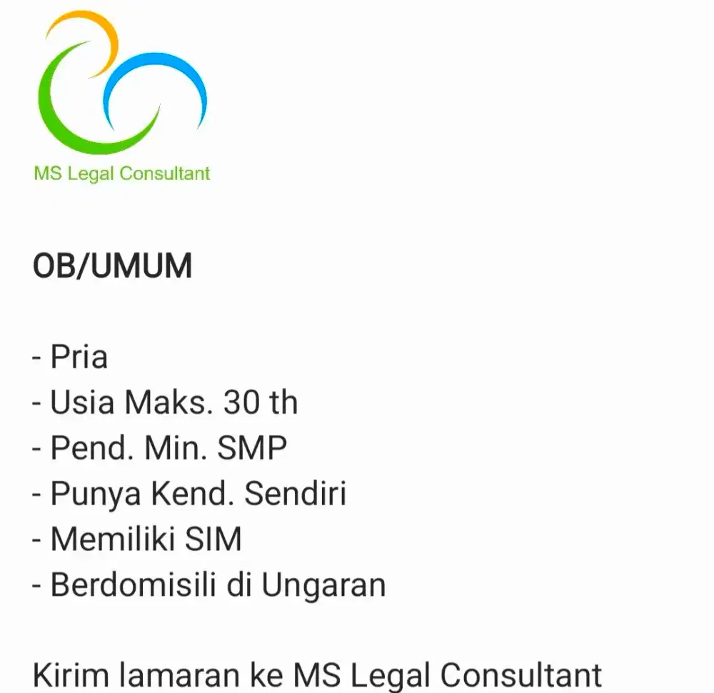Dibutuhkan OB/Office Boy