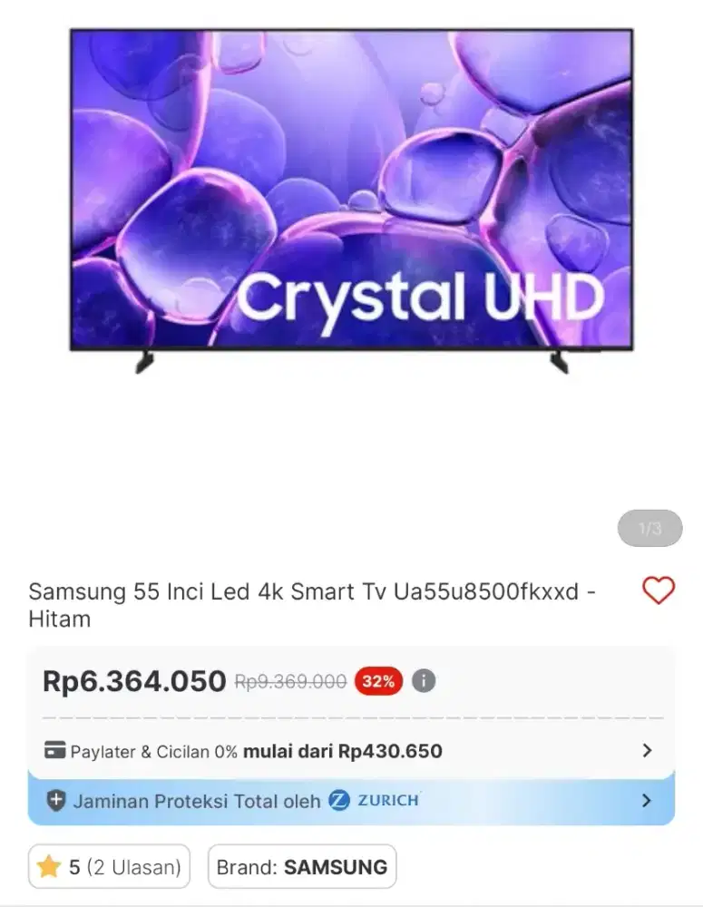 Samsung 55 inc smart tv