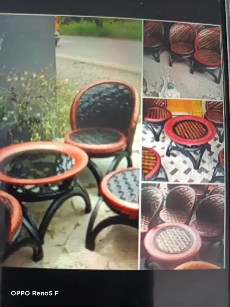 1 set meja kursi karet