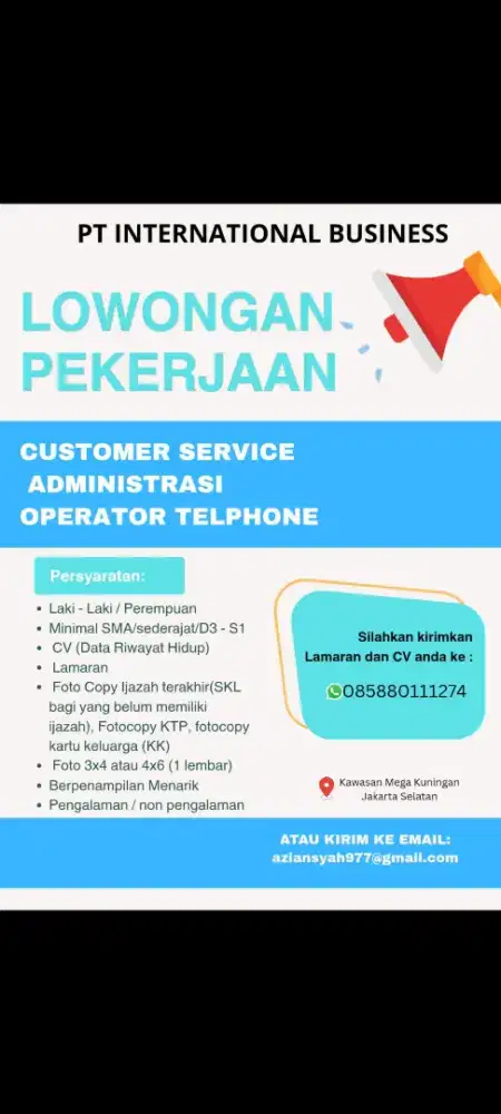 Customer service Administrasi Operator Telphone