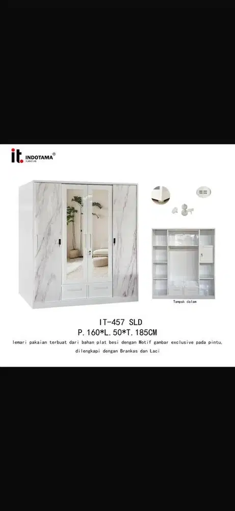 Lemari Pakaian Besi 4 Pintu