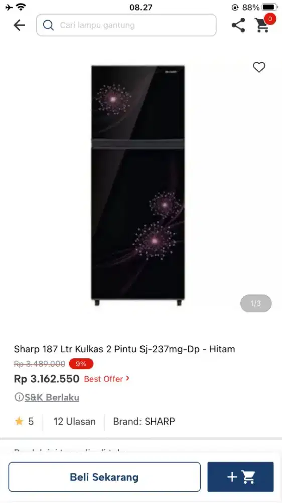 kulkas 2 pintu 187 Ltr