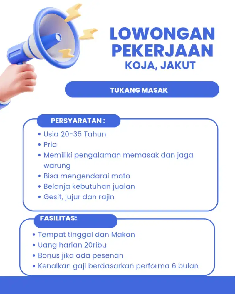 Dibutuhkan pegawai di warung nasi