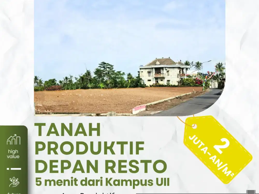 Tanah Jogja Strategis Area Kampus UII, Cocok untuk Kost, Villa dan Hunian
