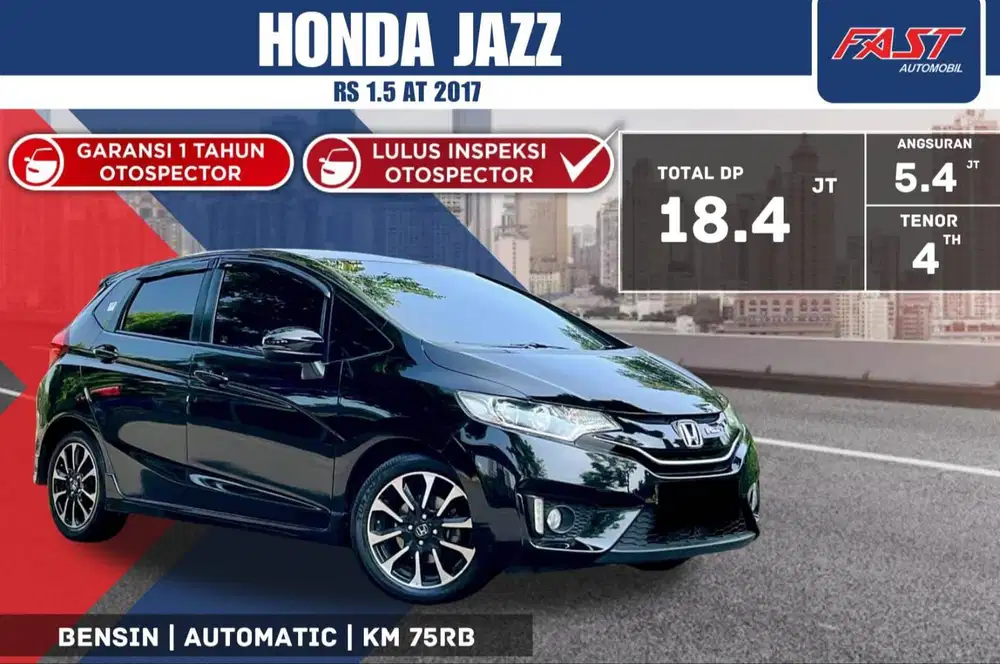 HONDA JAZZ RS 2017 1.5 AT LOW KM.75RB NOPOL GANJIL& PAJAK PANJANG#F6ST