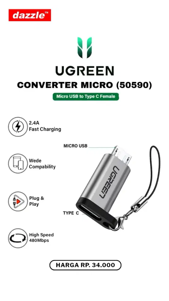 UGREEN CONVERTER MICRO TO TYPE C (50590)