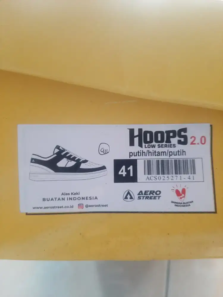 Sepatu Aerostreet Hoops Low Series 2.0 Warna Black White