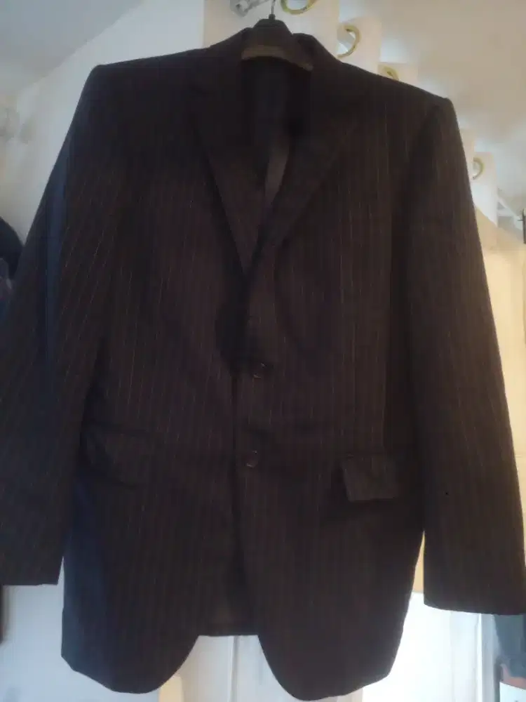 Jas hitam motif garis wanita utk ke kantor atau acara formil