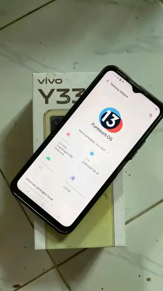Hp vivo y33t ram 8+4/128 lengkap