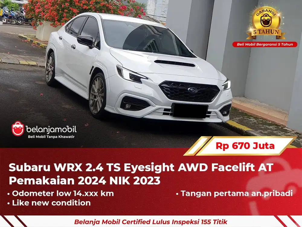 [ GARANSI 5TH ] Subaru WRX 2.4 TS Eyesight AWD AT Putih 2023 2024