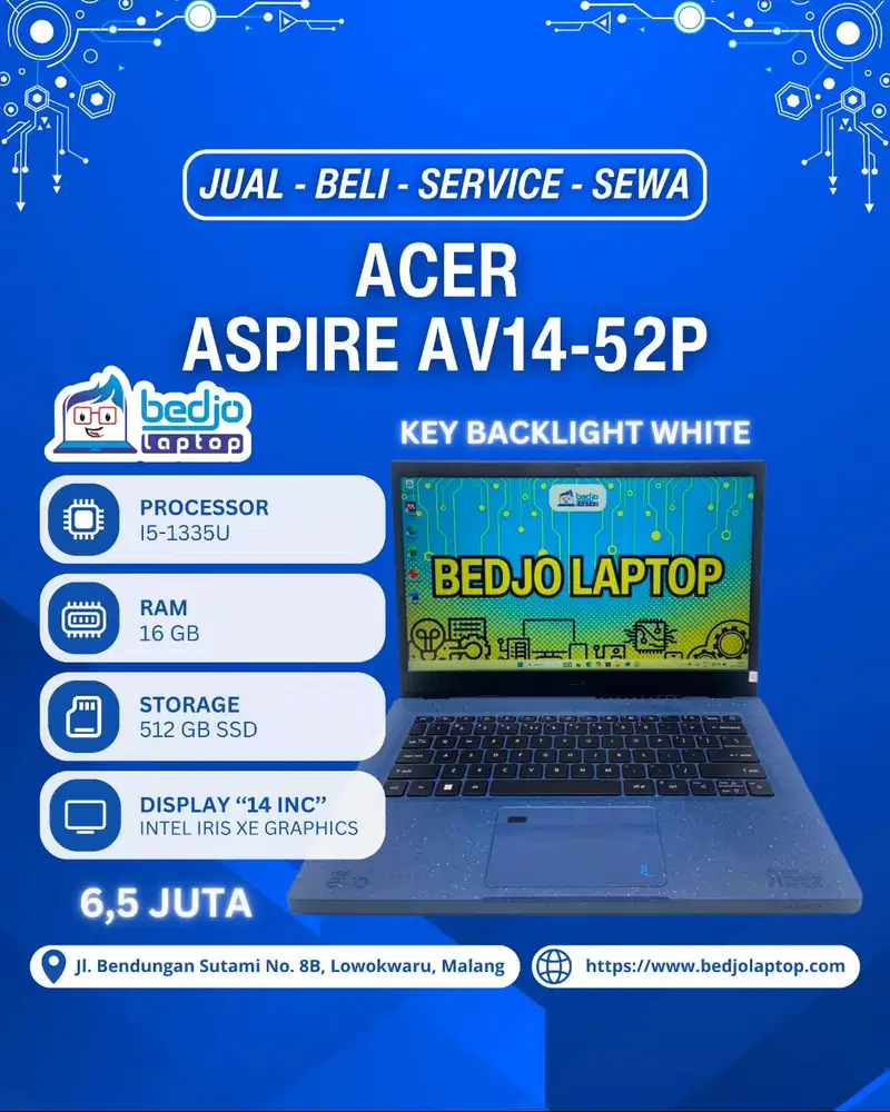 LAPTOP ACER ASPIRE AV14-52P ULTRA HEMAT!, LAPTOP SECOND 6 JUTAAN
