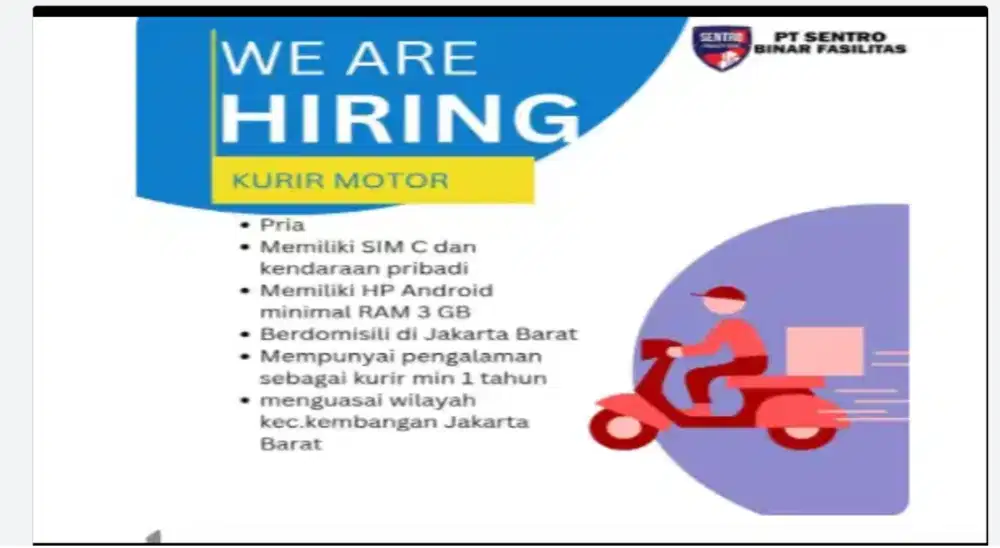 lowongan kerja KURIR MOTOR JNE gratis 100% TIDAK DIPUNGUT BIAYA APAPUN