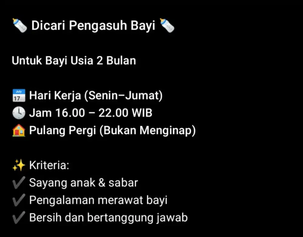 Part Time Babysitter