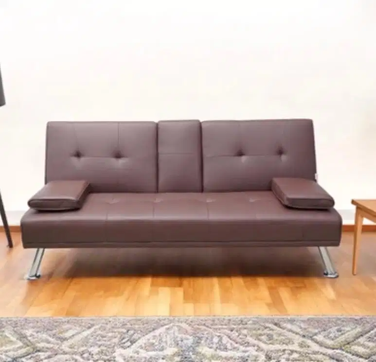 Sofabed Bahan kulit + Cup Holder
