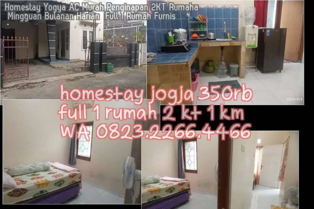 Homestay Yogya AC Murah Penginapan 2KT Rumaha Mingguan Bulanan Harian