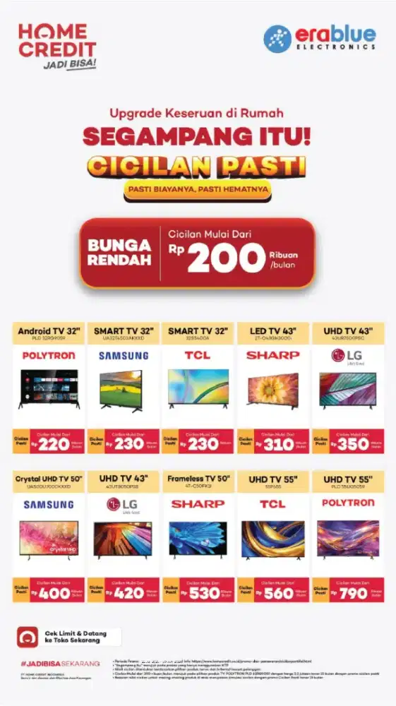 CICILAN SMART TV SEGAMPANG ITU DENGAN HOMECREDIT!!