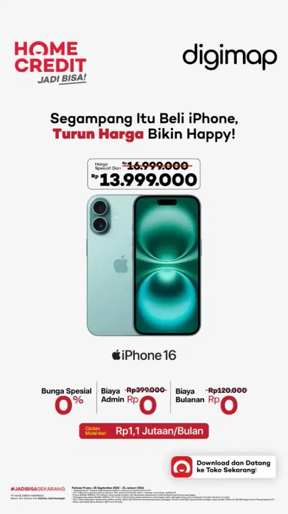 CICILAN IPHONE 16 SEGAMPANG ITU DENGAN HOMECREDIT