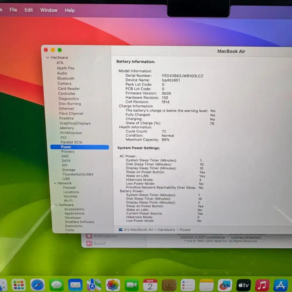 Macbook Air M2 13 inch Ram 8 Ssd 256 Ibox Midnight garansi feb 2026