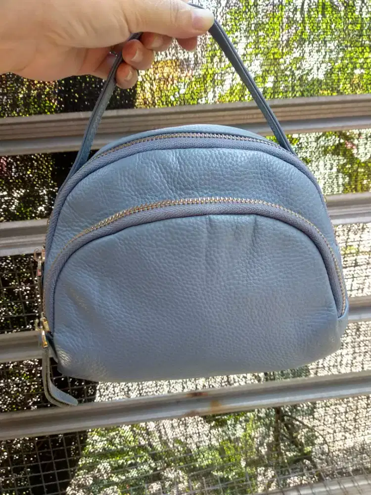 Sling bag no brand kulit asli no oren dan ijo
