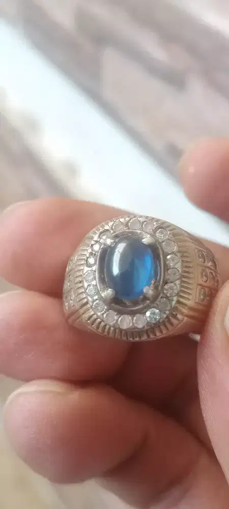 Blue sapphire Srilangka warna royal blue ring perak