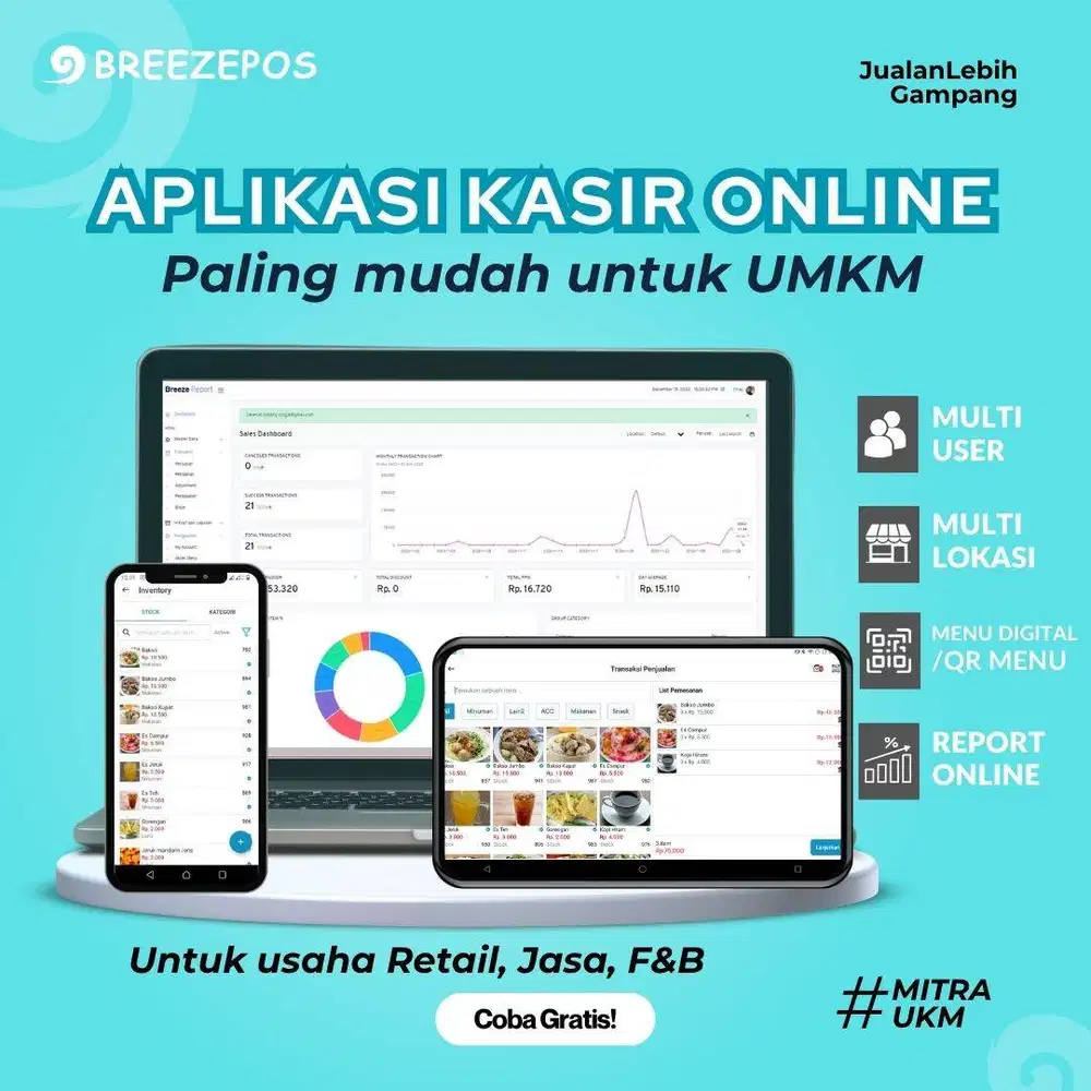 APLIKASI KASIR ANDROID, UNTUK BISNIS UMKM, TOKO, RESTO & SALON