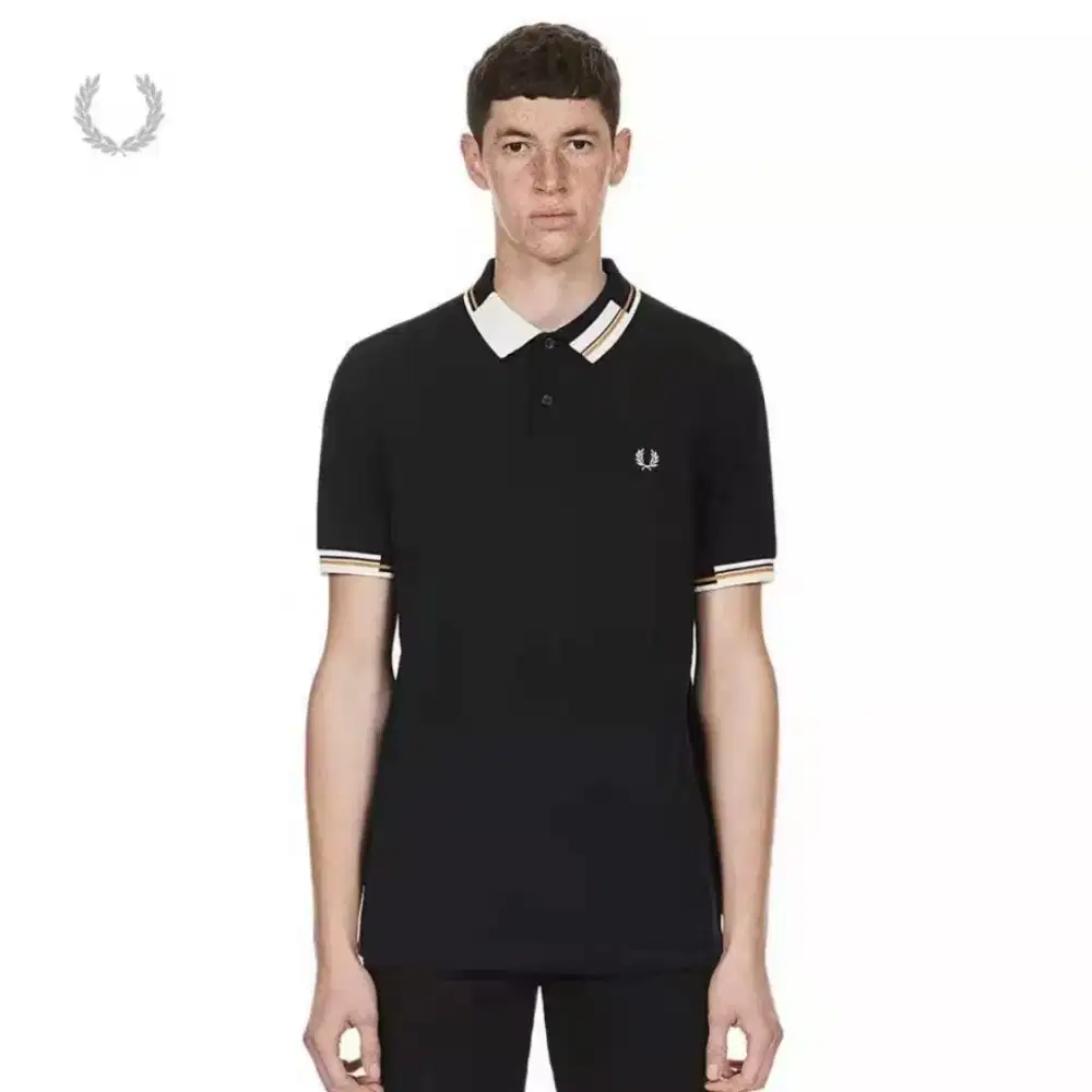 Kaos polo shirt Fred Perry Abstrak Tipped Black Colour Size L