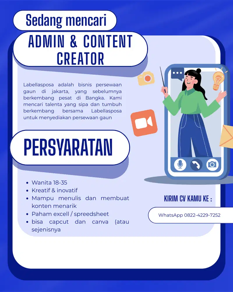 Loker admin dan konten kreator