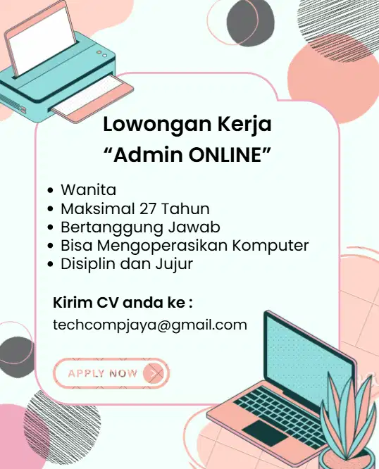DIBUTUHKAN KARYAWATI ADMIN ONLINE SHOP