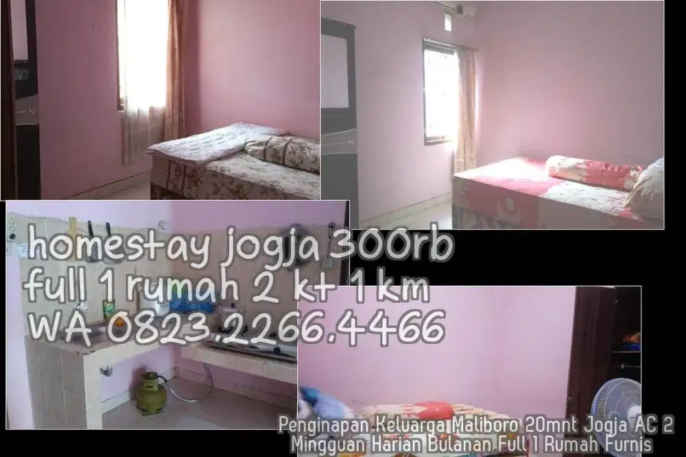 Penginapan Keluarga Maliboro 20mnt Jogja AC 2  Mingguan Harian Bulanan