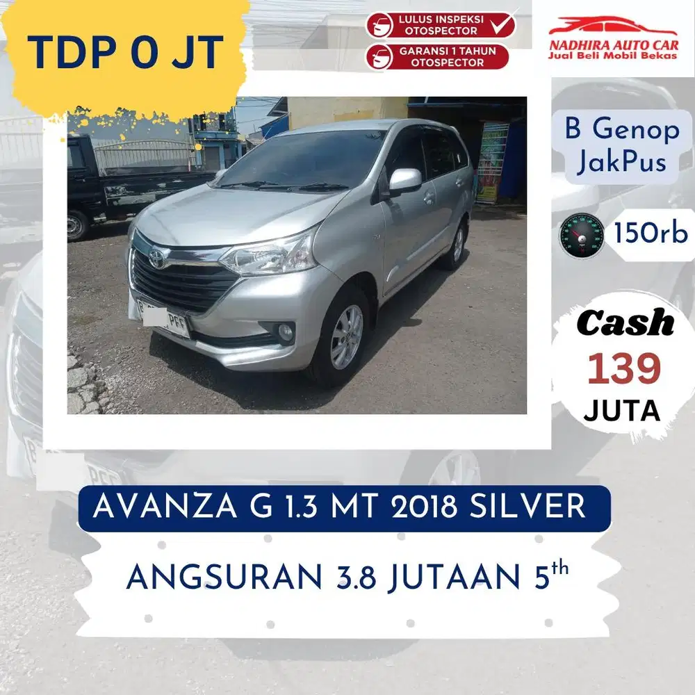 Promo TDP 0 Rupiah Avanza G 1.3 MT 2018 Silver