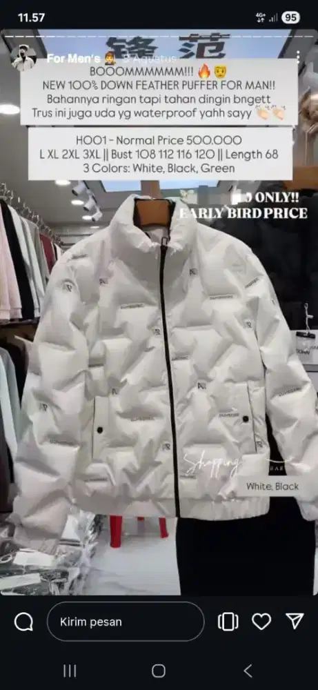 Jaket Laki 3XL anti dingin