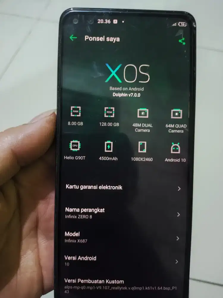 Hp Infinix zero 8 ram 8