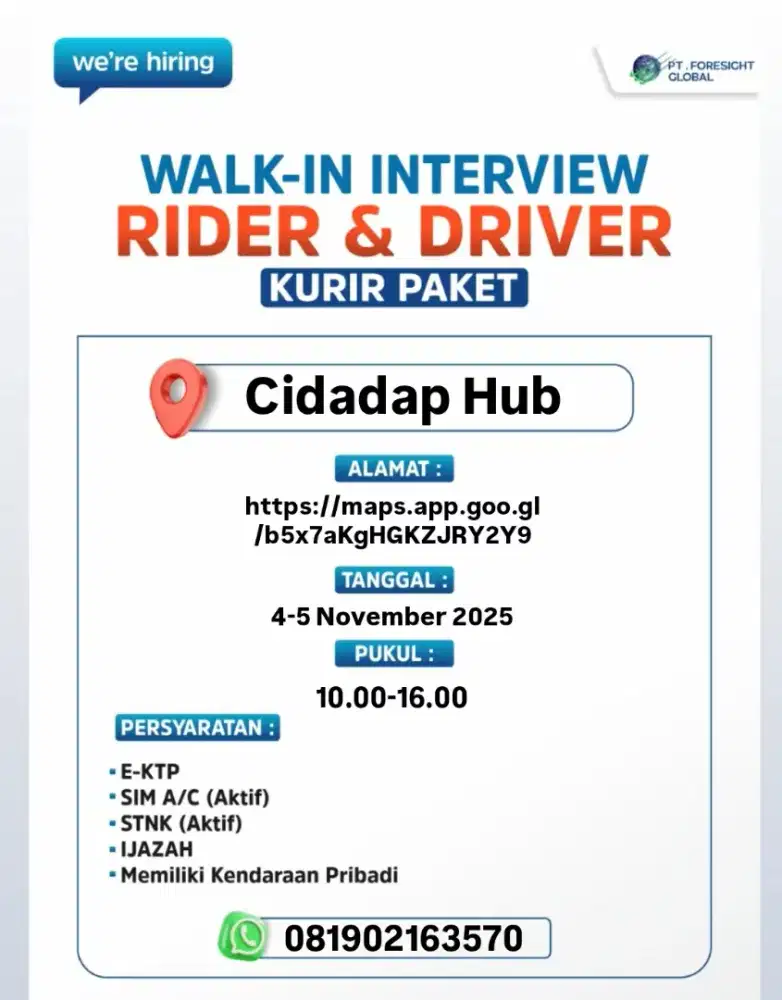 Walk Interview Cidadap Kota Bandung