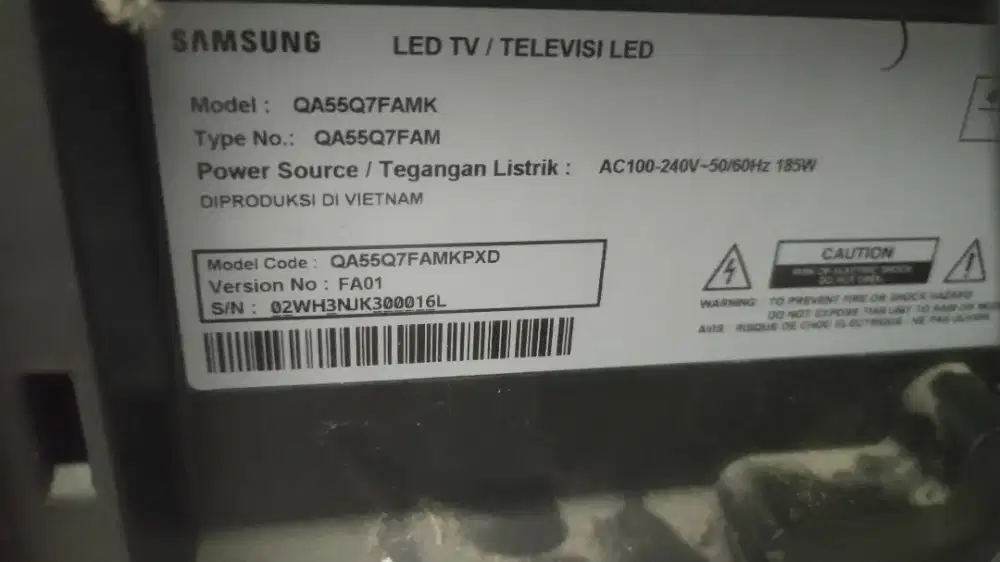 Layar panel Samsung Qled 55 inch tanpa kelengkapan lain nya