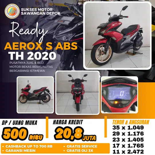 DP 500 CASH KREDIT YAMAHA AEROX S ABS TH 2020 UNIT MULUS BERGARANSI