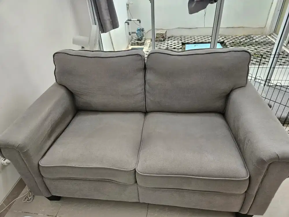 Sofa 2 Dudukan Informa Neo Langley Fabric Abu-abu Second