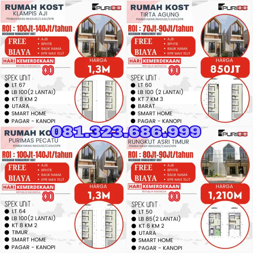 Rumah Kos Gunung Anyar + Puri Mas dkt Rungkut Medokan Baruk Wonorejo