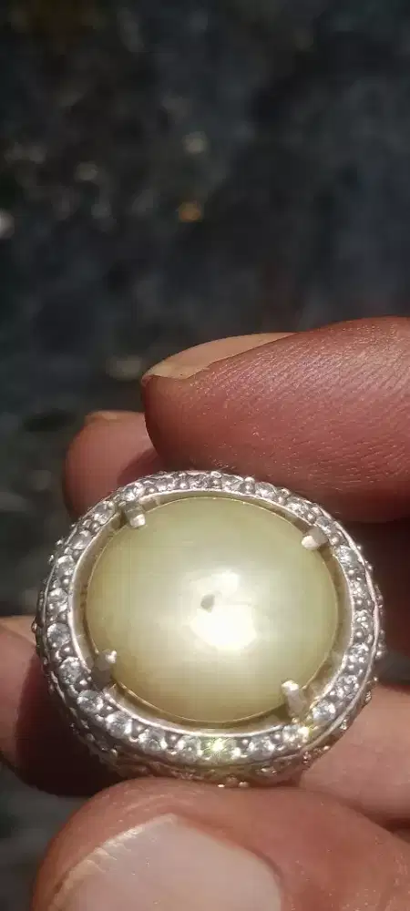 Yellow star sapphire Srilangka dim jumbo ring perak