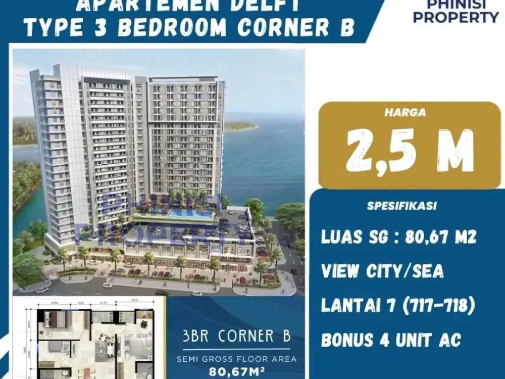 DIJUAL APARTMENT TYPE 3 BADROOM CORNER B