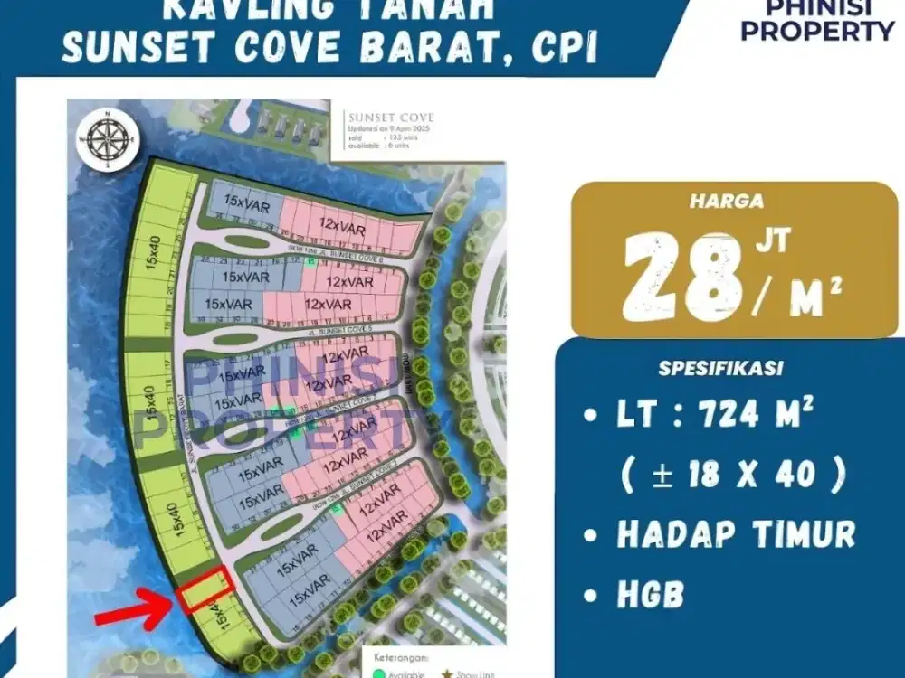 DIJUAL KAVLING MURAH DI SUNSET COVE BARAT CUMA 28 JUTAAN PERMETER