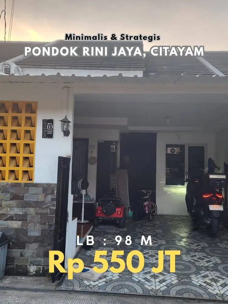 DIJUAL RUMAH DEKAT DENGAN STASIUN CITAYAM, PERUMAHAN PONDOK RINI JAYA
