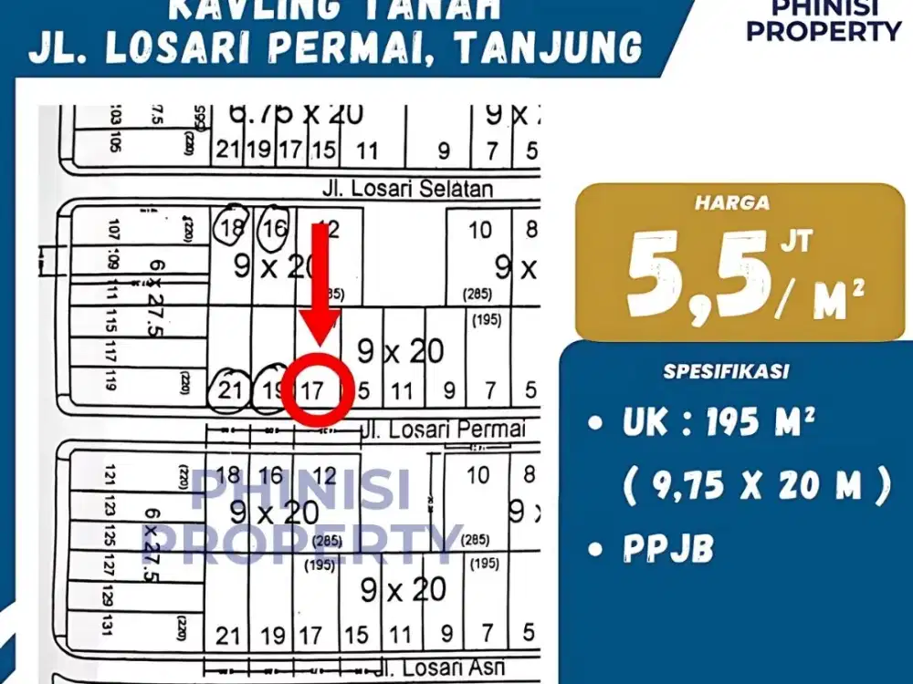 DIJUAL KAVLING MURAH CUMA 5,5 JUTAAN PERMETER DI TANJUNG BUNGA