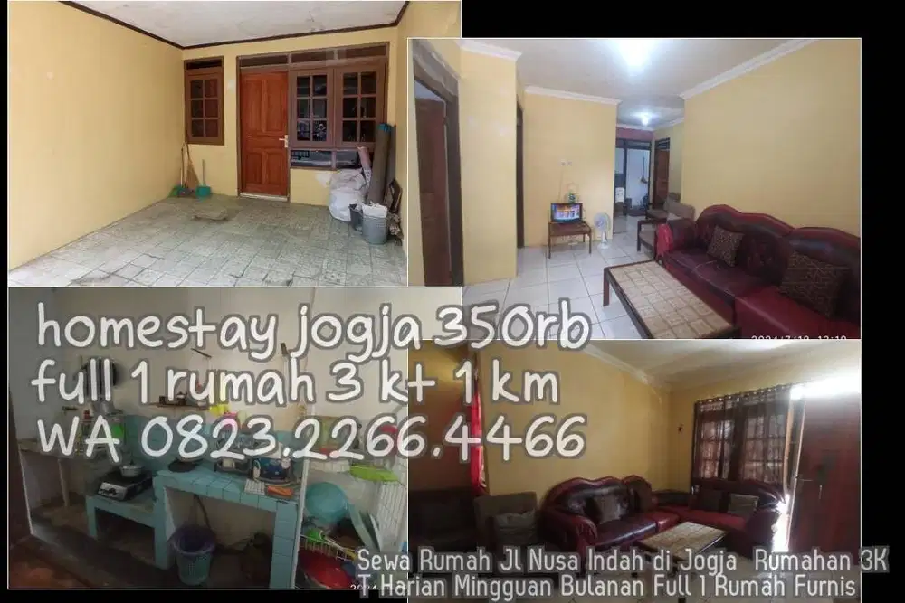 Sewa Rumah Jl Nusa Indah di Jogja  Rumahan 3KT Harian Mingguan Bulanan