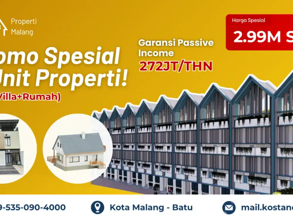 Kos Kostan Kota Malang dekat Kampus UB Brawijaya Malang Garansi Passive Income 200 juta